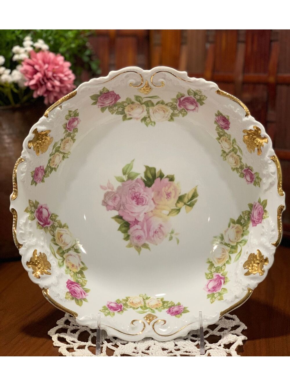Antique Rosenthal Bavaria 10" Rose Bowl